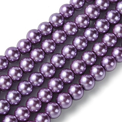 Eco-Friendly Dyed Glass Pearl Bead Strands HY-A008-6mm-RB083-1