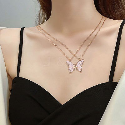 2Pcs Iron Matching Butterfly Pendant Necklaces for Mother Daughter Friends JN1034A-1-1