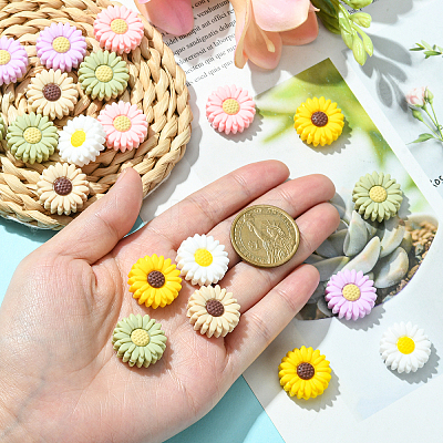20Pcs Daisy Food Grade Eco-Friendly Silicone Focal Beads SIL-CJ0001-07-1