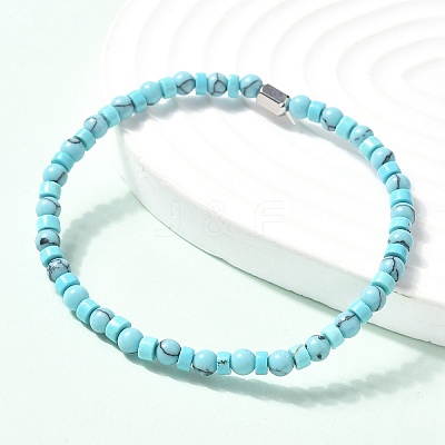 Synthetic Turquoise Beads Stretch Bracelets for Women Men PW-WG6A9BA-03-1