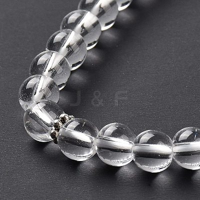 Natural Quartz Crystal Bullet & Tassel Pendant Necklace with Mixed Gemstone Beaded Chains NJEW-E585-02G-1
