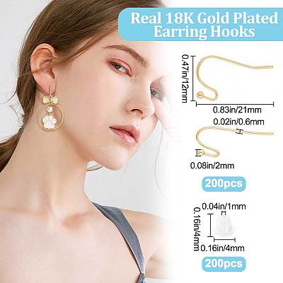 200Pcs 316 Surgical Stainless Steel Earring Hooks STAS-BBC0001-89-1