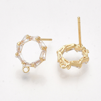 Brass Cubic Zirconia Stud Earring Findings KK-S350-343-1