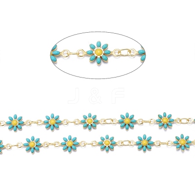 Handmade Brass Enamel Link Chains CHC-I035-13G-03-1