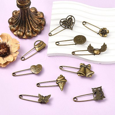20Pcs 10 Styles Alloy Kilt Pins for Backpack Clothes JEWB-CJ0003-24-1