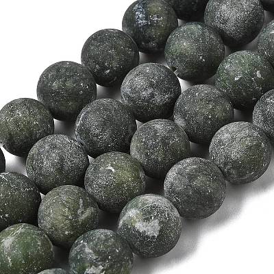 Round Frosted Natural TaiWan Jade Bead Strands G-M248-12mm-02-1