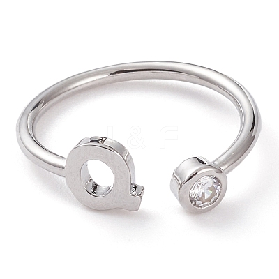 Brass Micro Pave Clear Cubic Zirconia Cuff Rings RJEW-J074-01P-Q-1