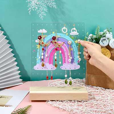 Acrylic & Wood Earring Displays EDIS-WH0016-01-1