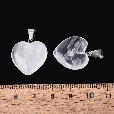 Heart Natural Crystal Pendants G-Q438-15-1