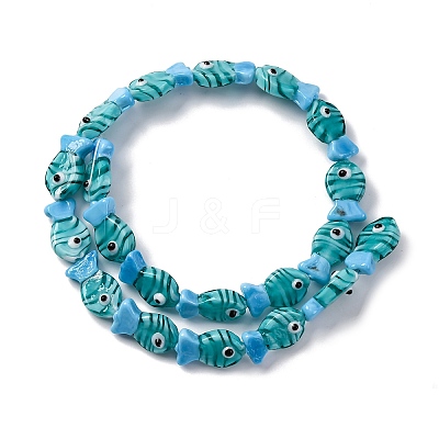 Handmade Lampwork Beads Strands LAMP-G154-07J-1