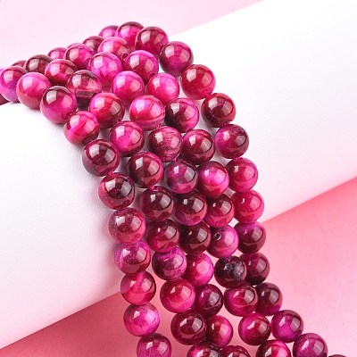 Natural Rose Tiger Eye Beads Strands X-G-G099-6mm-12-1