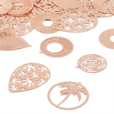 24Pcs 6 Style Rack Plating Brass Filigree Pendants KKC-TA0001-01-1