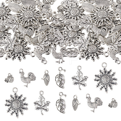60Pcs 6 Style Tibetan Style Alloy Pendants TIBE-SC0005-16-1