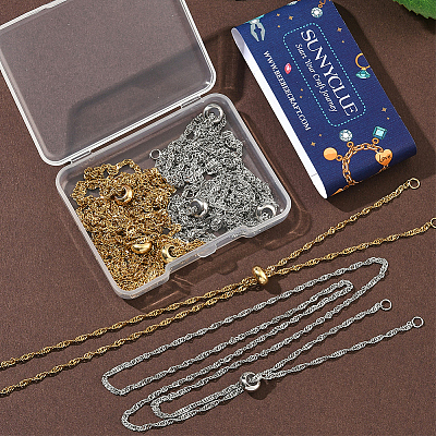10Pcs 2 Colors 304 Stainless Steel Singapore Chain Necklace Making AJEW-SC0003-99-1