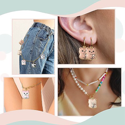 30Pcs 5 Style Printed Alloy Pendants ENAM-CJ0005-51-1