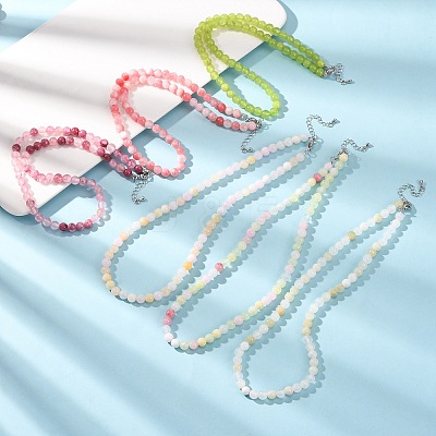 6MM Dyed Natural Green Jade Round Beaded Necklaces GG-CBAA808-04P-B-1
