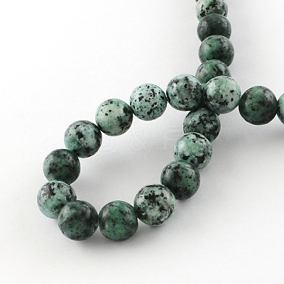 Dyed Natural Sesame Jasper Round Beads Strands X-G-R342-8mm-13-1