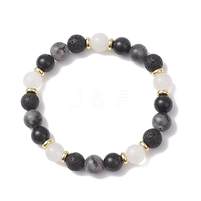 Natural Mixed Gemstone Round Beads Stretch Bracelets for Women BJEW-JB12631-05-1