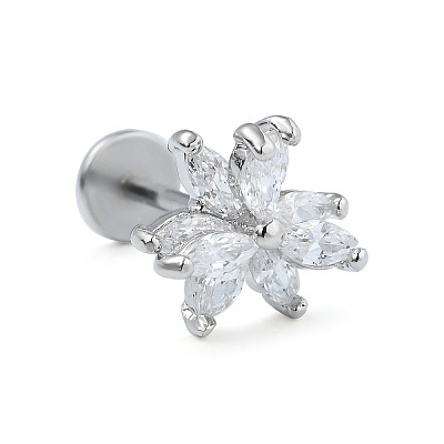 Stainless Steel Micro Pave Clear Cubic Zirconia Cartilage Earrings for Women Men WG39C06-04-1