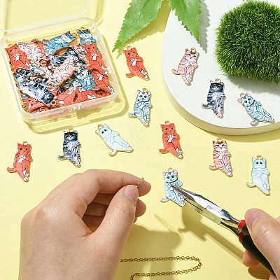 40Pcs 4 Colors Alloy Pendants FIND-CJ0002-01-1