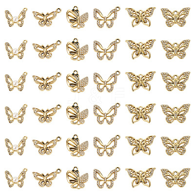 36Pcs 6 Styles UV Plating Alloy Pendants FIND-TA0007-88-1