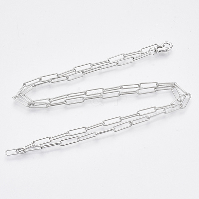 Brass Round Oval Paperclip Chain Necklace Making MAK-S072-04B-P-1