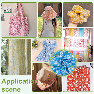 Flower Pattern Cotton Fabric DIY-WH0591-275C-1