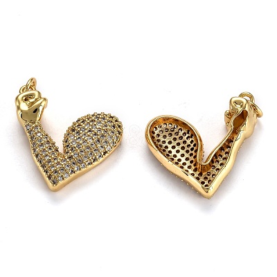 Brass Micro Pave Clear Cubic Zirconia Pendants ZIRC-L100-014G-1