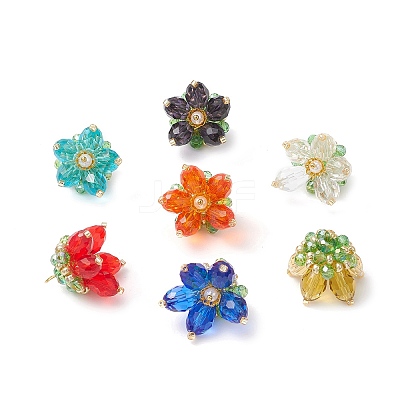 7Pcs 7 Colors Transparent Glass Pendants PALLOY-MZ00719-1
