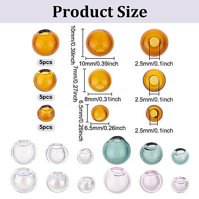 15Pcs 15 Styles Handmade Blown Glass Globe Beads GLAA-GO0001-10-1