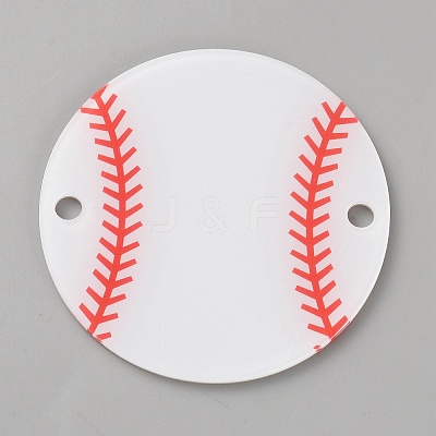 Acrylic Sport Ball Connector Charms MACR-WH0007-160B-1