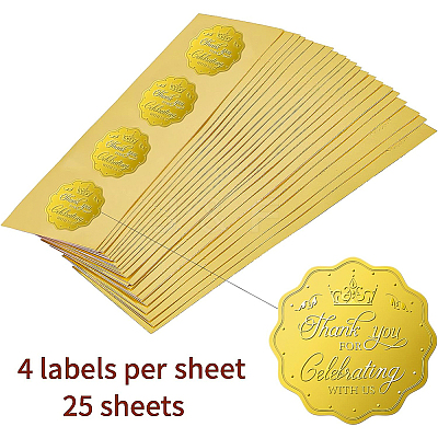 Plastic Self Adhesive Gold Foil Embossed Stickers DIY-WH0211-185-1