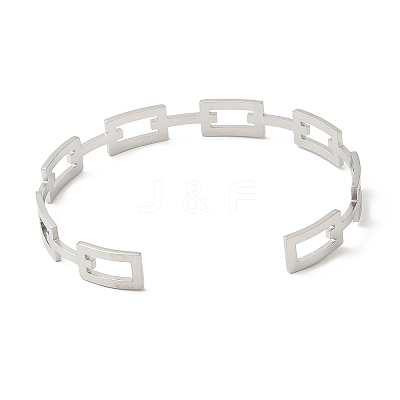 Non-Tarnish 304 Stainless Steel Hollow Rectangle Cuff Bangles BJEW-H322-01P-1