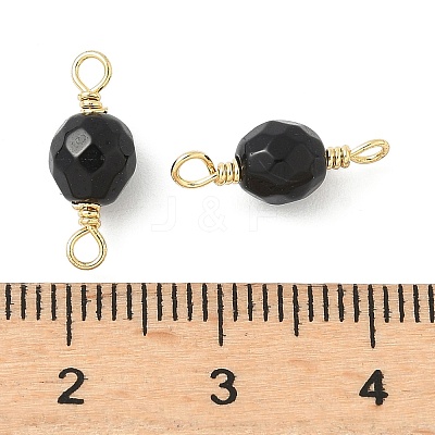 Dyed Natural Agate Faceted Round Connector Charms KK-C097-04G-04-1
