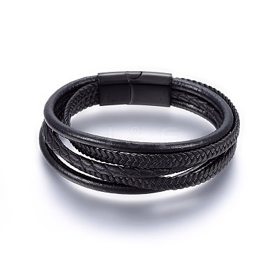 Leather Cord Multi-strand Bracelets BJEW-G603-36B-1