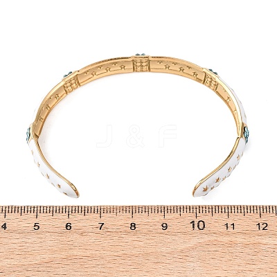 304 Stainless Steel Enamel Cuff Bangles for Women BJEW-H637-02B-G-1