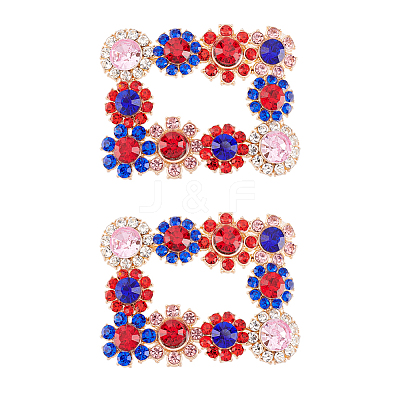 2Pcs Alloy Rhinestone Flower Shoe Decorations FIND-FG0002-40A-1