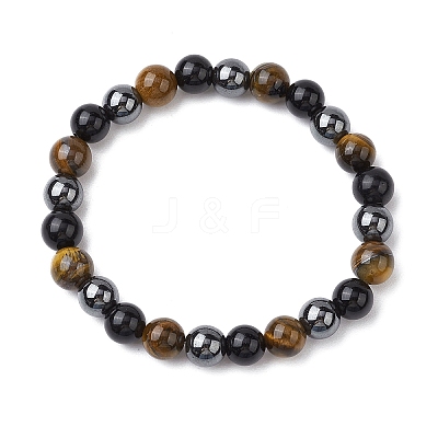 Natural & Synthetic Mixed Gemstone Mixed Gemstone Beads Thread Stretch Bracelets for Women BJEW-JB11252-1