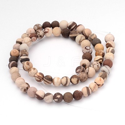 Frosted Round Natural Zebra Jasper Beads G-J338-01-6mm-1