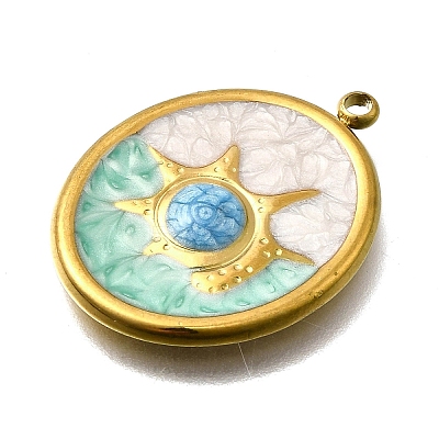 304 Stainless Steel Enamel Pendants STAS-Z163-21G-08-1