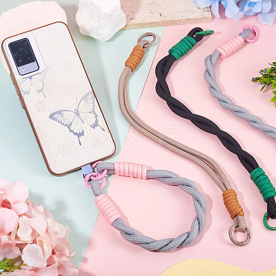 3Pcs 3 Styles Polyester Cord Phone Hand Strap Chains AJEW-TA0002-62A-1