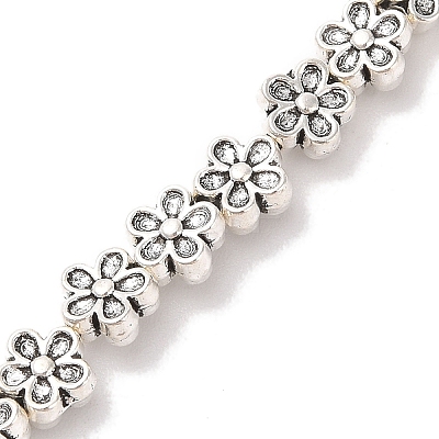 Tibetan Style Flower Alloy Bead Strands TIBEB-O007-08-RS-1