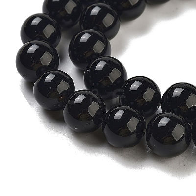 Natural Black Onyx Round Bead Strands G-R198-10mm-1