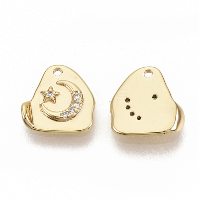 Brass Micro Pave Clear Cubic Zirconia Charms KK-T051-06G-NF-1