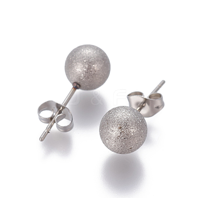 Tarnish Resistant 304 Stainless Steel Ear Studs EJEW-G253-8mm-P-1