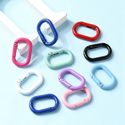 10Pcs Spray Painted Alloy Spring Gate Rings FIND-YW0001-83-1
