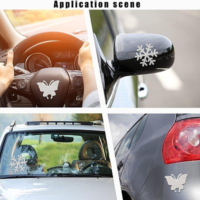 4Pcs 2 Style Snowflake & Butterfly Glitter Hotfix Rhinestone DIY-FH0003-49-1