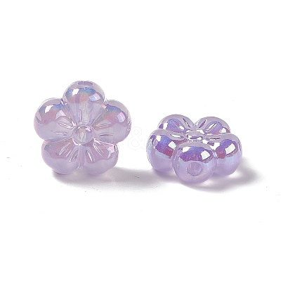UV Plating Rainbow Iridescent Acrylic Flower Beads PACR-M003-10B-1
