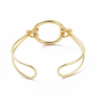 Brass Round Circle Open Cuff Bangle BJEW-F445-16G-1