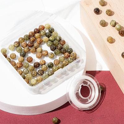 100Pcs 8mm Natural Green Garnet Round Beads DIY-LS0002-63-1